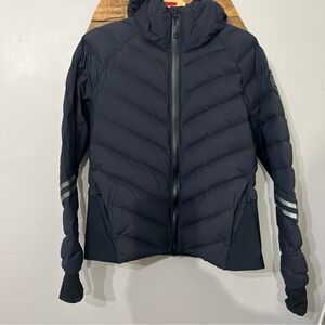 Canada Goose Women's Hybridge Down Bomber Jacket Black Label Hooded Black Size L